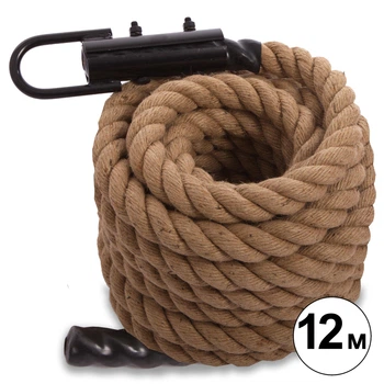 Канат спортивный для лазанья с креплением COMBAT BATTLE ROPE FI-0909-12 Материал: Сизаль + Винил Габаритные размеры: l-12м d-3,8см Цвет: Коричневый