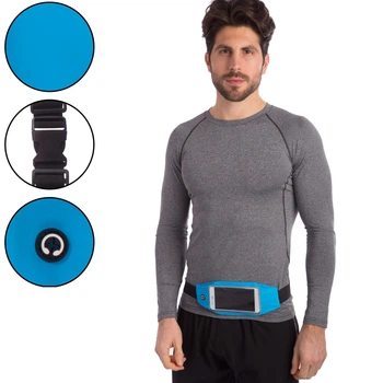 Спортивная сумка пояс для бега и ходьбы с сенсорным экраном RUNNING WAISTPACK GA-506 Голубой