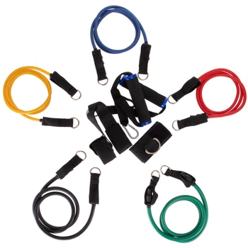 Эспандер многофункциональный для фитнеса 5 жгутов Resistance Band Zelart ET-510 в чехле