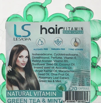 Тайские капсулы для волос с зеленым чаем и мятой - Lesasha Hair Serum Vitamin Green Tea & Mint 10шт (1047383-166521)