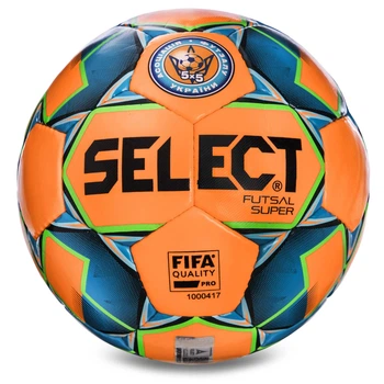 М'яч футзальний №4 SELECT FUTSAL SUPER FIFA (FIFA APPROVED) (FPUS 1700, оранжево-зелений-синій)