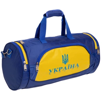 Сумка для спортзалу Бочонок Україна GA-016-U Матеріал: Поліестер, PVC Габаритні розміри: 54 x 24 x 24см Колір: Синій-жовтий