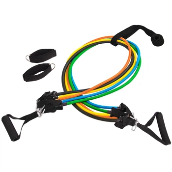 Еспандер багатофункціональний для фітнесу 5 джгутів Resistance Band FI-6333 Матеріал: гума, неопрен, поліестер. Довжина: 120 см. Жорсткість: варіативна.