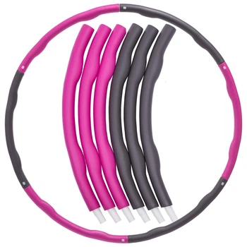 Обруч складной мягкий Хула Хуп Hula Hoop K610 6 секций серо-малиновый