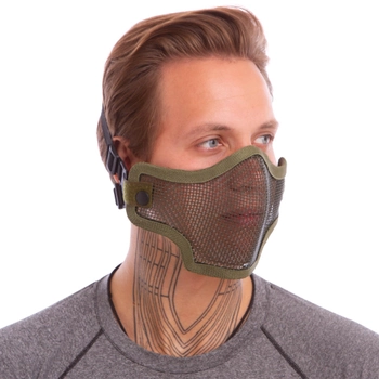 Маска защитная пол-лица из сетки для пейнтбола CM01 Материал: сталь. Размер: регулируемый. Цвет: Оливковый