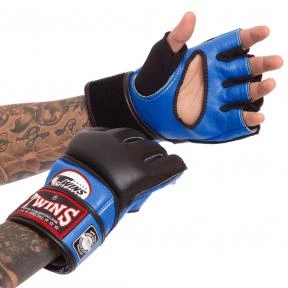 Перчатки для смешанных единоборств MMA кожаные TWINS GGL-4 XL синий-темно-черный
