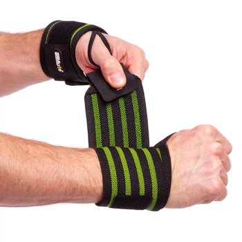 Бинти кистьові для жиму (2шт) STRENGTH WRIST WRAPS SP-Sport TA-311 (PL, еластан, р-р регулювань, салатовий)