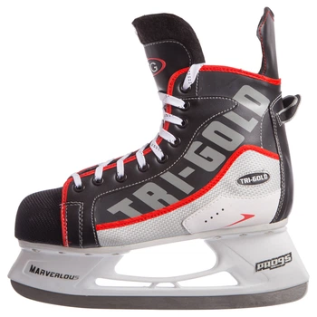 Коньки хоккейные Tri-Gold PVC TG-H091R (размер 45, лезвие-сталь, черный-белый-красный)