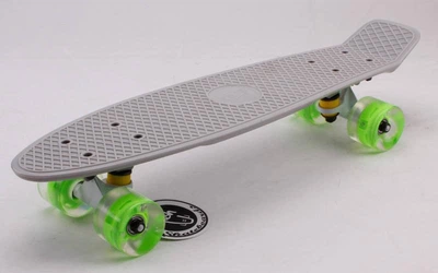 Скейтборд пластиковый Penny LED WHEELS FISH 22in со светящимися колесами SK-405-12 (серый-сер-салат)
