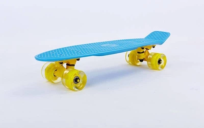 Скейтборд пластиковый Penny LED WHEELS FISH 22in со светящимися колесами SK-405-10 (син-желтый)
