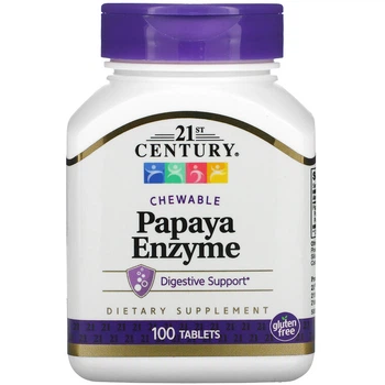 Травні ферменти папаї, 21st Century, Papaya Enzyme, 100 жувальних таблеток