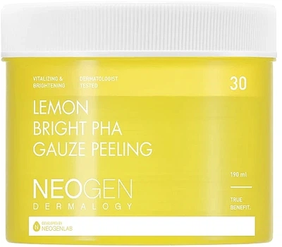 Отшелушивающие пады с экстрактом лимона - Neogen Dermalogy Lemon Bright Pha Gauze Peeling 30шт (1113957-4887202)