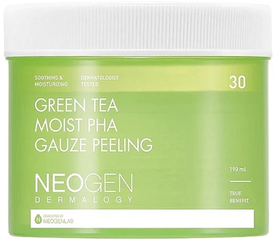 Отшелушивающие пады с экстрактом зеленого чая - Neogen Dermalogy Green Tea Moist Pha Gauze Peeling 30шт (1114058-104173)