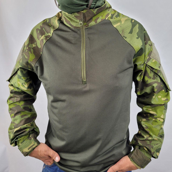 Рубашка мужская военная тактическая с липучками ВСУ (ЗСУ) Ubaks Убакс 20221840 7247 M 48 р зеленая (OPT-1420)