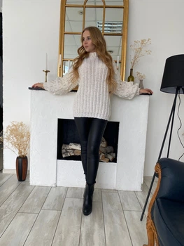 Белый вязаный женский свитер One size SusykPerfect (G0200)