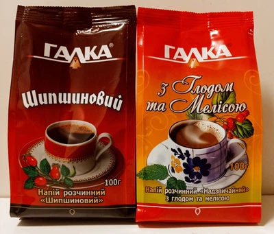Упаковка растворимого напитка на основе ячменя и цикория Галка с шиповником, боярышником и мелиссой, 2шт по 100г