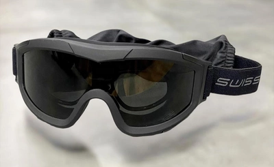 Маска баллистическая Swiss Eye F-Tac, Черная, Линзы: прозрачные, оранжевые, затемненные, тактические очки