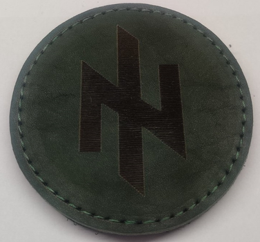 Военный тактический кожаный шеврон "Ідея Нації " "АЗОВ" зелёный