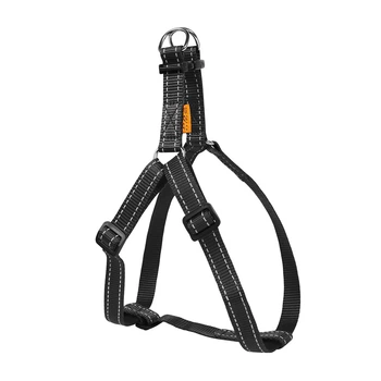Шлея для собак DOG Extreme нейлоновая регулируемая черная светоотражающая размер L ширина 25 мм обхват груди 60-90 см для крупных пород немецких овчарок лабрадоров доберманов хаски 06681