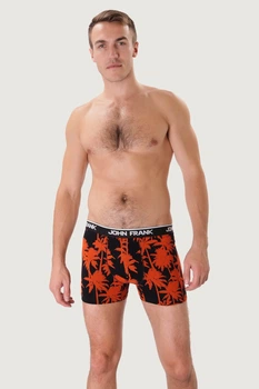 Трусы боксеры, 2 штуки John Frank 48(M) Чёрный-оранжевый (Palm) (76799)