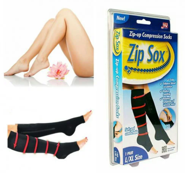 Компрессионные гольфы Zip Sox,носки от варикоза, черные L/XL (KG-2268)