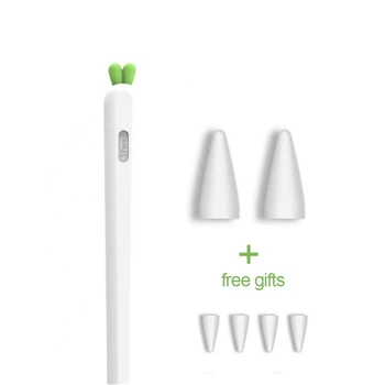 Силиконовый чехол со сменными наконечниками для Apple Pencil 2 STR Carrot Pencil Case - White