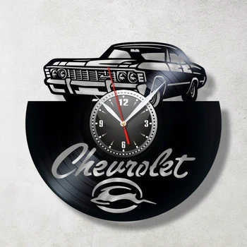 Часы настенные Виниловая пластинкa Chevrolet Impala 1967 30 см Черный 2041/3