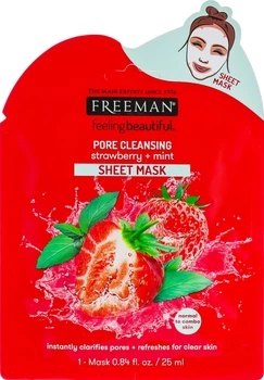Тканевая маска для лица "Клубника и мята" - Freeman Pore Cleansing Sheet Mask 25ml (596493-16568)