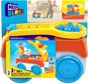 Klocki konstrukcyjne Mega Bloks Wózek z klockami Buduj i kręć (HHN00)