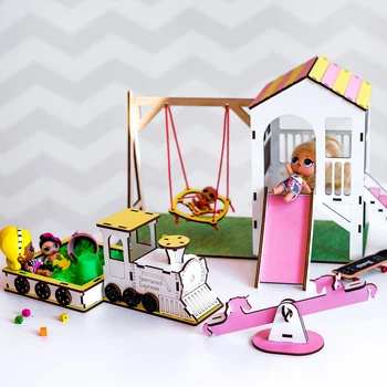 Игровой набор NestWood Детская площадка New для кукол Лол розовая (kml014)