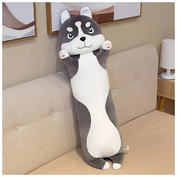 Плюшевая игрушка обнимашка My Kigu Хаски Батон Антистресс Серая 80 см (9017)