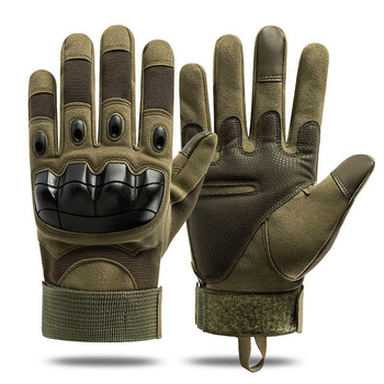 Універсальні тактичні повнопалі рукавички gloves protection розмір XL з захистом на кісточки (Олива)