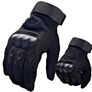 Универсальные тактические перчатки размер XL полнопалые с защитой на косточки (Черные)