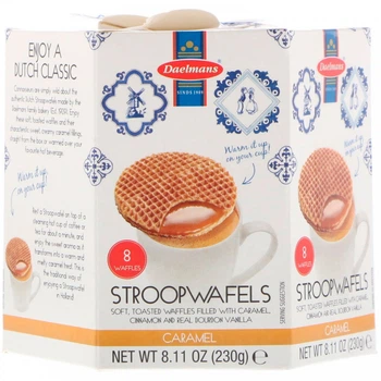 Строповафлі велика шестигранна коробка карамель Daelmans (Stroopwafels Caramel) 8 вафель 230 г