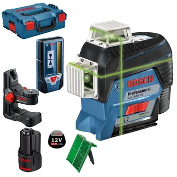 Лазерний нівелір Bosch Professional GLL 3-80 CG в L-Boxx 136 з тримачем BM1, приймачем LR 7, мішенню, чохлом, акб GBA 12V 2.0 Ah та з/в GAL 1230 CV (0601063T00+060106)