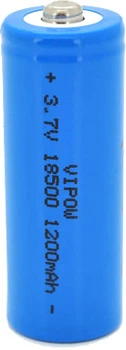 Аккумулятор Vipow ICR18500 TipTop 18500 Li-Ion 1200 mAh 3.7 V Blue (YT25546)
