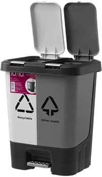 Відро для сміття MBM HOME сортувальне 10+10 л Сіре (BIN-05 (10+10L) LIGHT GRAY/GRAY)