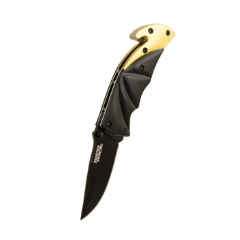 Нож складной "BULAT" 150*29*17 мм, черное нержавеющее лезвие алюминиевая рукоятка стропорез стеклобой MASTER TOOL 79-0121