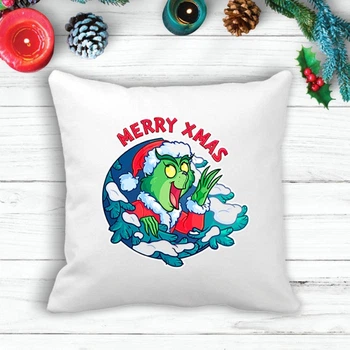 Подушка з новорічним принтом Грінч (The Grinch) "Marry XMAS"
