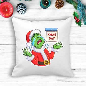 Подушка з новорічним принтом Грінч (The Grinch) "XMAS DAY"