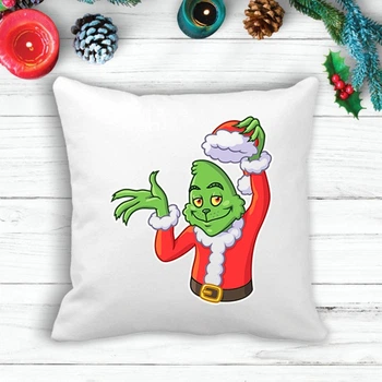 Подушка з новорічним принтом Грінч (The Grinch) Вітає