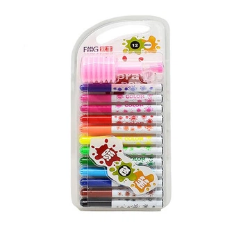 Фломастеры Spray pen Stenson ST02418 с пластиковыми трафаретами 12 цветов