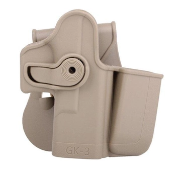 Кобура Roto Paddle уровня 2 с подсумком Mag Pouch для Glock 17/19/22/23/31/32/36. IMI Defense. IMI-Z1023-DT. Desert Tan
