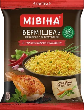 Вермішель швидкого приготування з курячим смаком гостра Мівіна 59.2 г.(7613039935897)