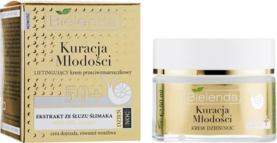 Bielenda Kuracja Mlodosci Cream 50+ Ліфтинг-крем для обличчя від зморшок з муцином равлика 50ml (506669-2900)