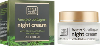 Ночной крем с экстрактом конопли, коллагеном и минералами Мертвого моря - Dead Sea Collection Hemp & Collagen Night Cream 50ml (677659-2982)