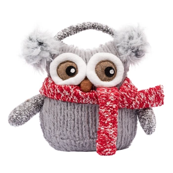 Новогодняя мягкая игрушка Novogod'ko «Сова в наушниках» 19 см 974007 Серый