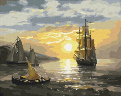 Картина по номерам Парусник на закате (BS52673) Brushme 40x50 см