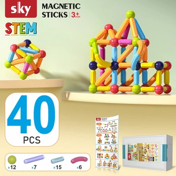 Магнитный конструктор - SKY Magnetic Sticks (B 040) набор 40 элементов (color mix)