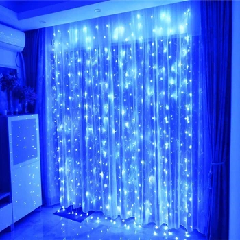 Новорічна святкова світлодіодна гірлянда водоспад дощ штора 480 Led 3х3 м (473553-Prob) Синя